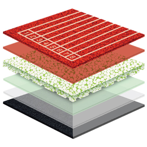 云南无缝预制型塑胶跑道非渗水自结纹面层方案一